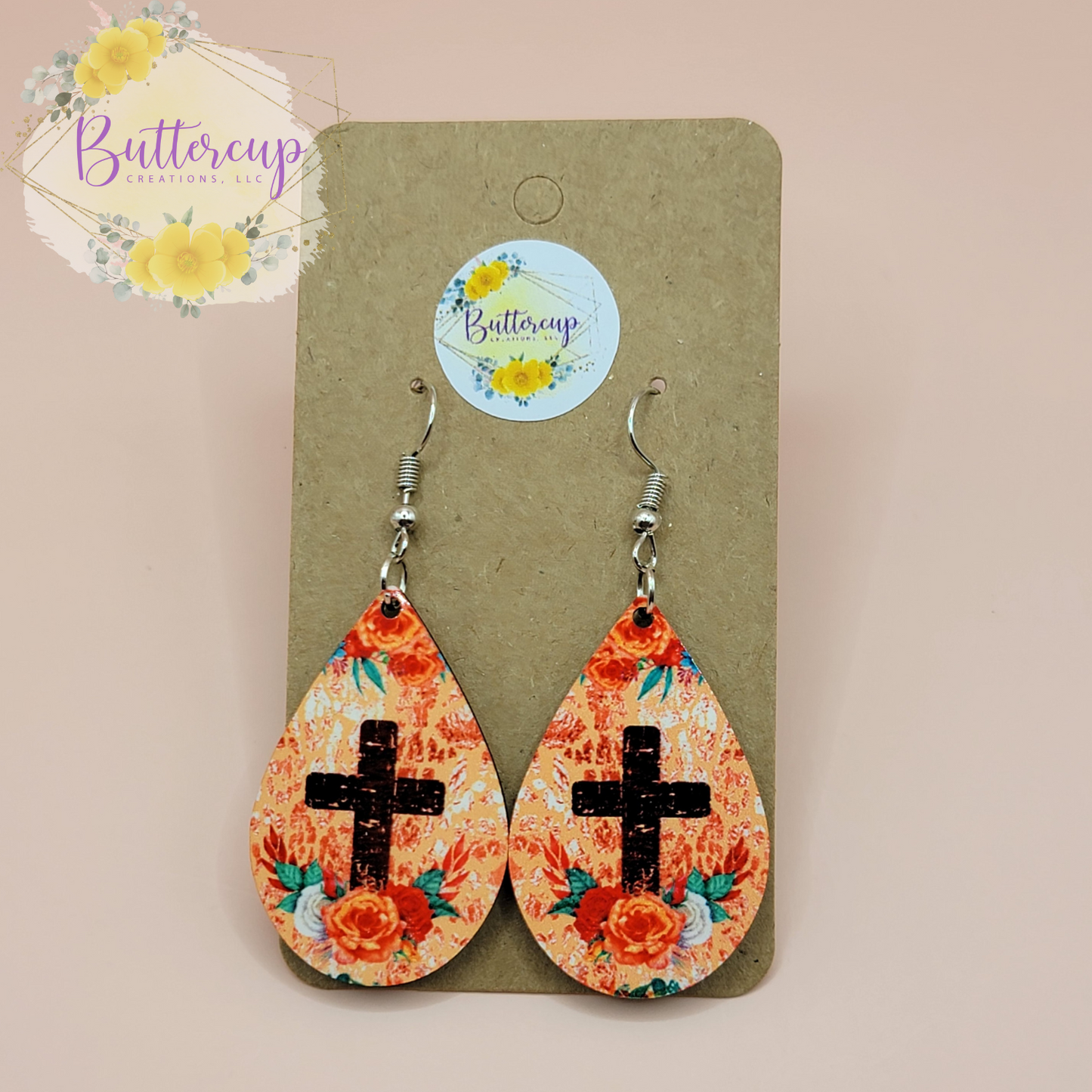 Cross Earrings (Dark Brown)