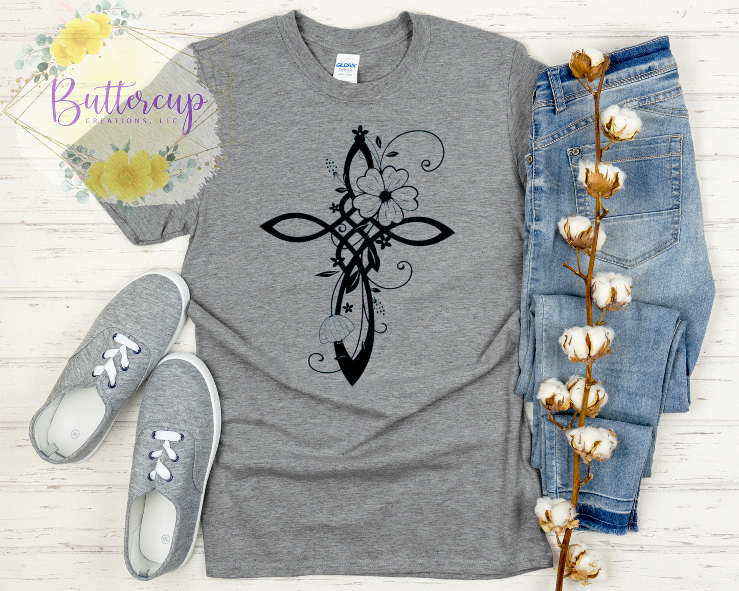 Floral Cross T-Shirt